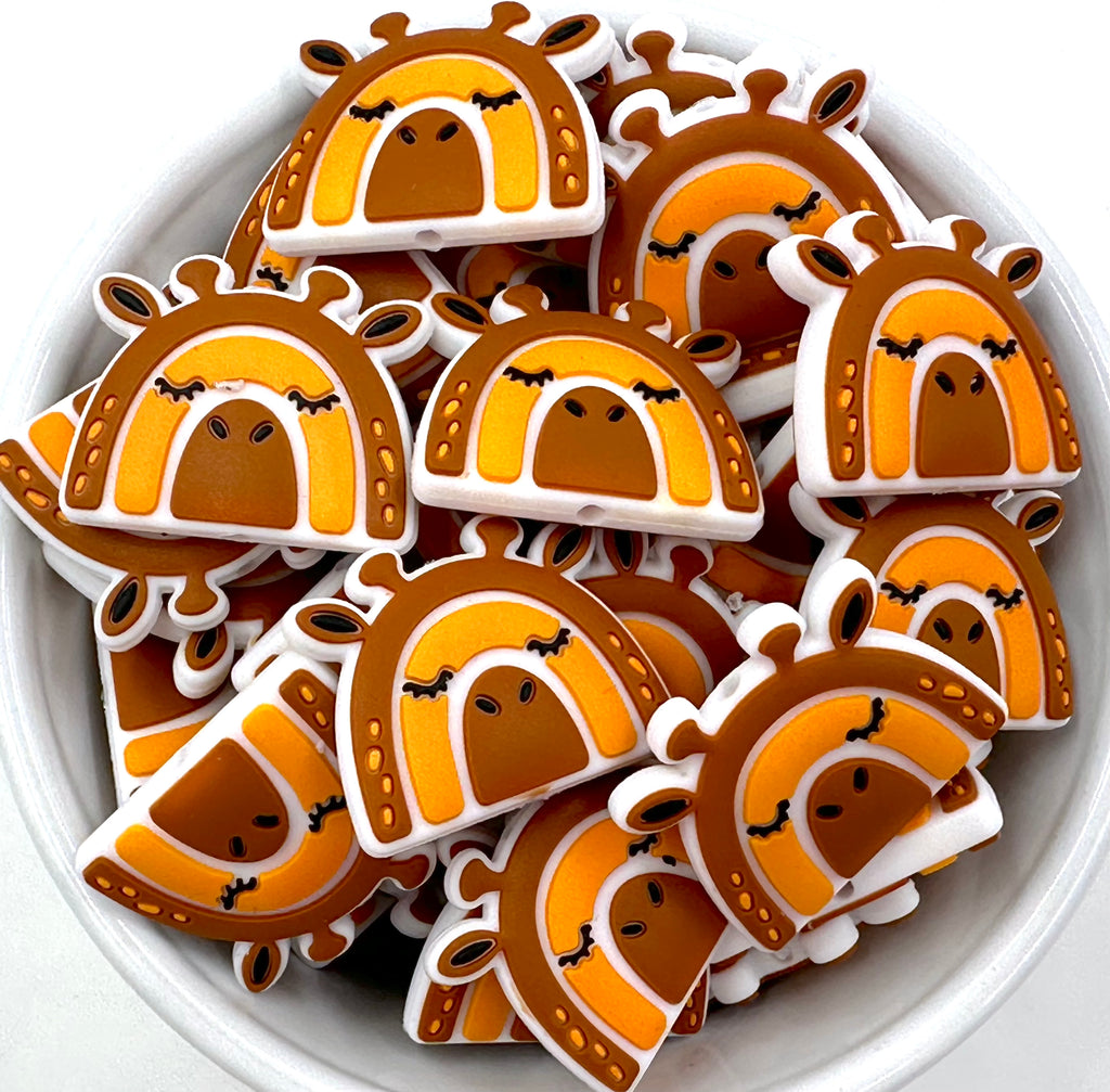 Giraffe Rainbow Silicone Focal Beads