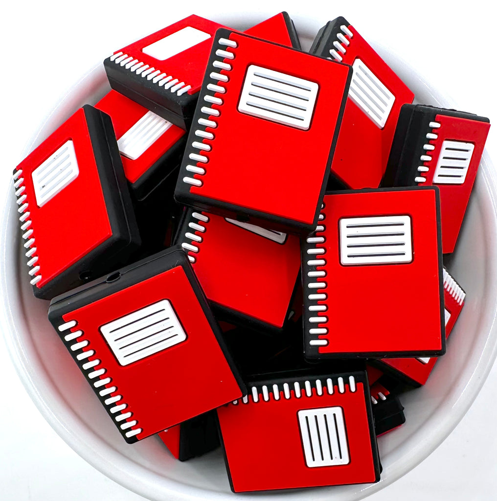 Red Notebook Silicone Focal Beads
