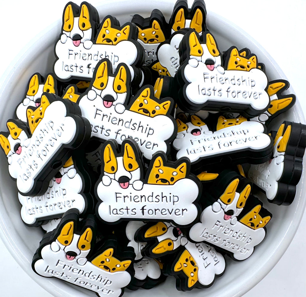 Friendship Lasts Forever Dog Silicone Focal Beads