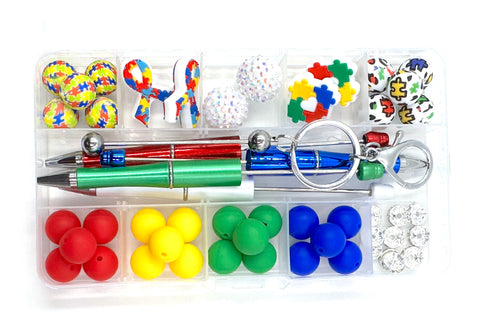 Autism Awareness Silicone Bead Kit--Pen & Keychain