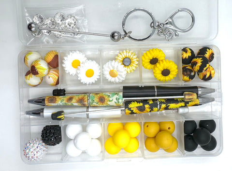 Sunflower & Daisy Silicone Bead Kit--Pen & Keychain