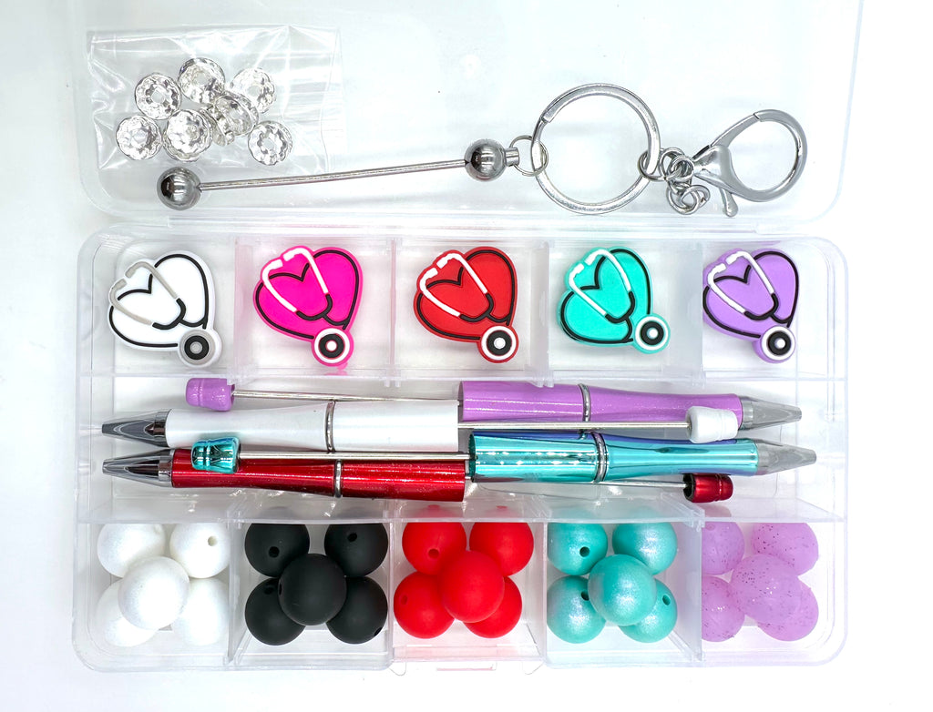Nurse Stethoscope Medical Silicone Bead Kit--Pen & Keychain