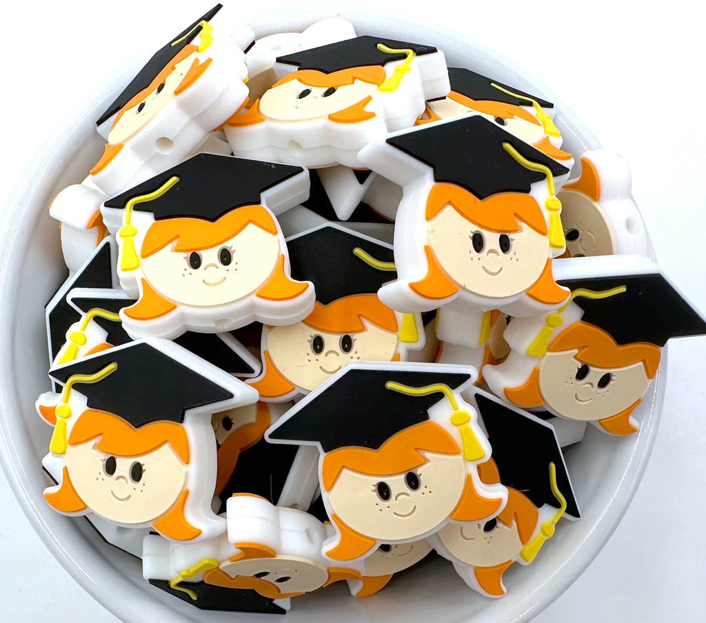 Graduation Girl Focal Silicone Beads