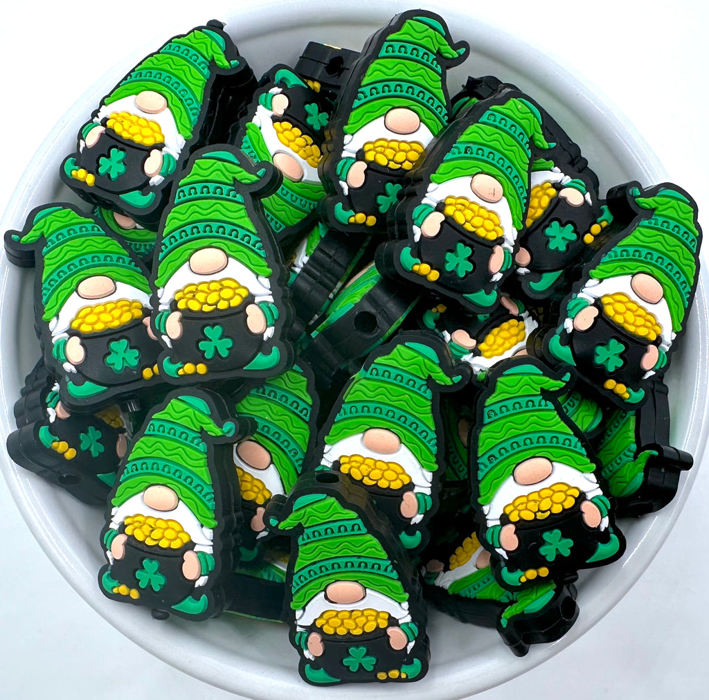 Gnome with Pot of Gold St Patrick's Day Silicone Focal Beads