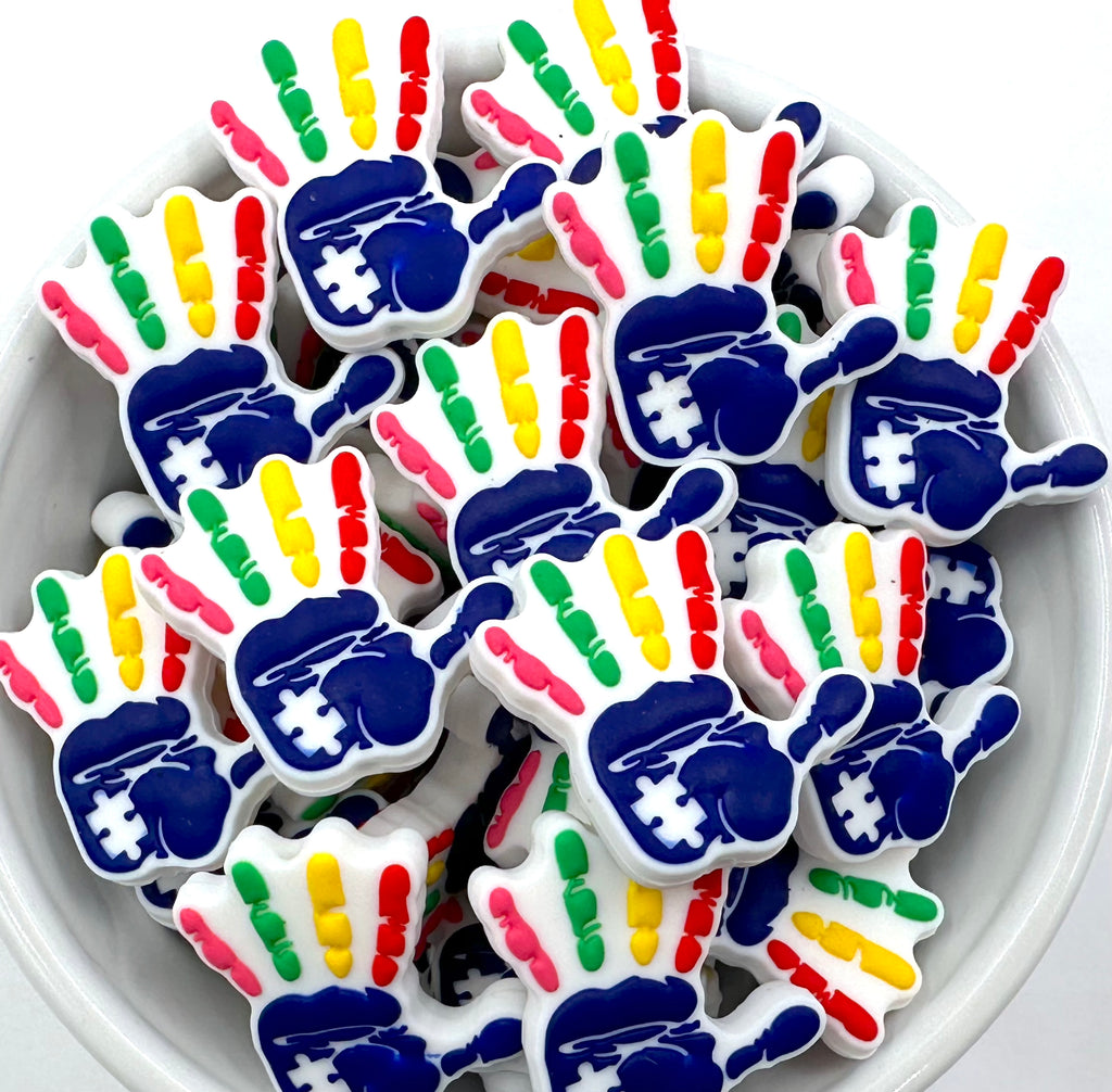Autism Hand Silicone Focal Beads