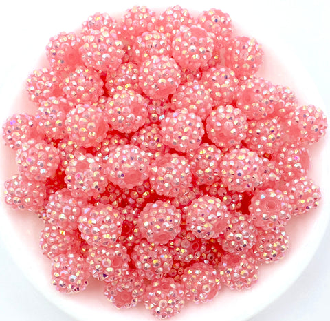 14mm Light Pink AB Rhinestone Beads