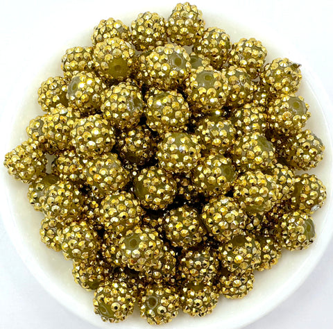 14mm Gold AB Rhinestone Beads