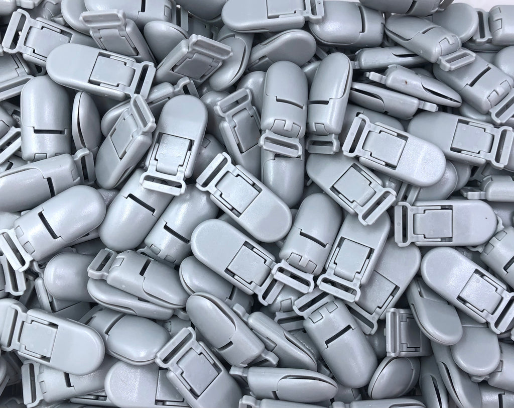 Gray Plastic Pacifier Clips