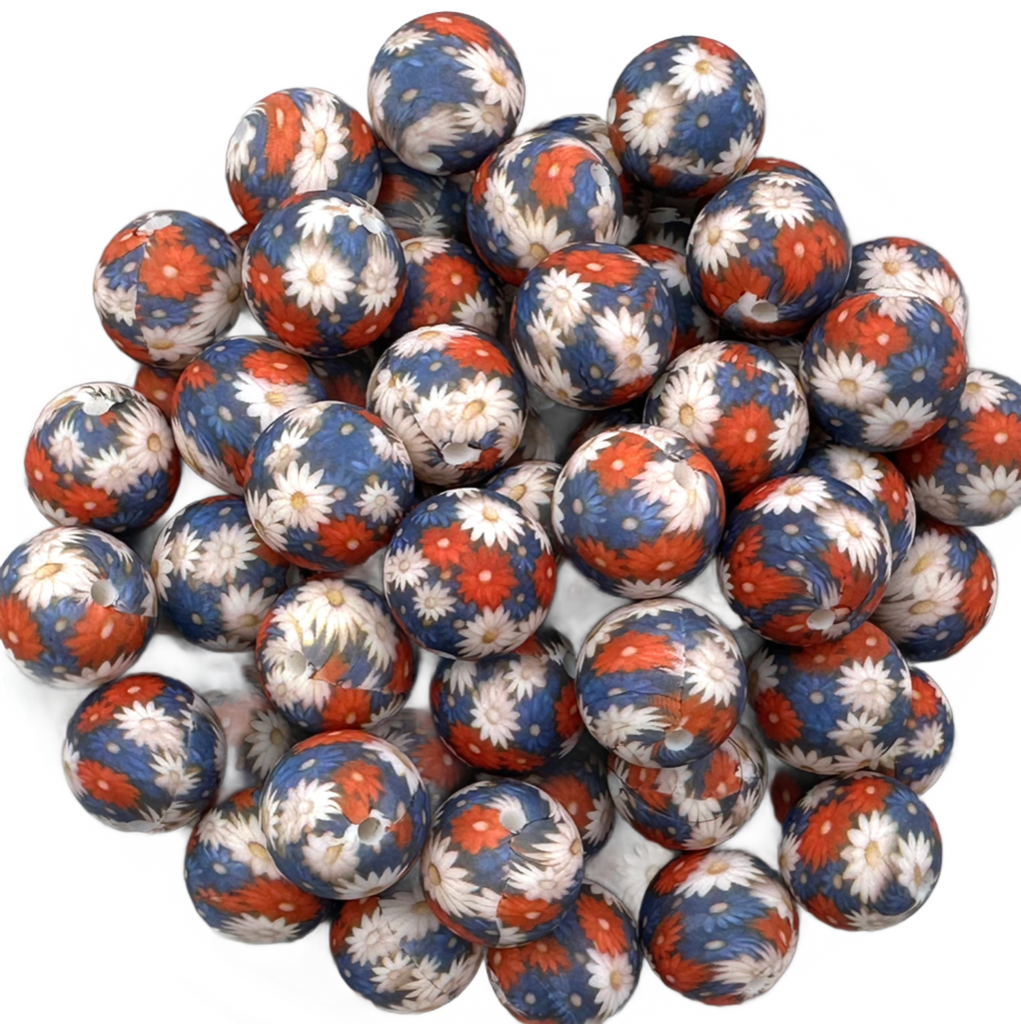 15mm Rustic Flowers Silicone Beads