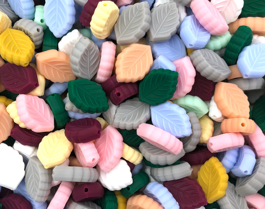 SALE--Assorted Leaf Silicone Beads