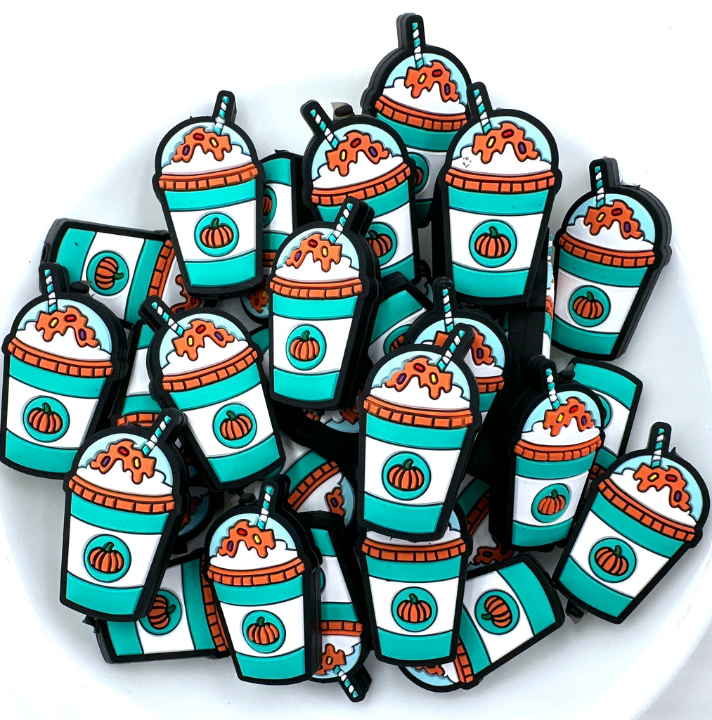 Fall Pumpkin Latte Silicone Focal Beads--Turquoise