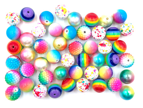 20mm Bright Rainbow Bulk Chunky Bead Mix