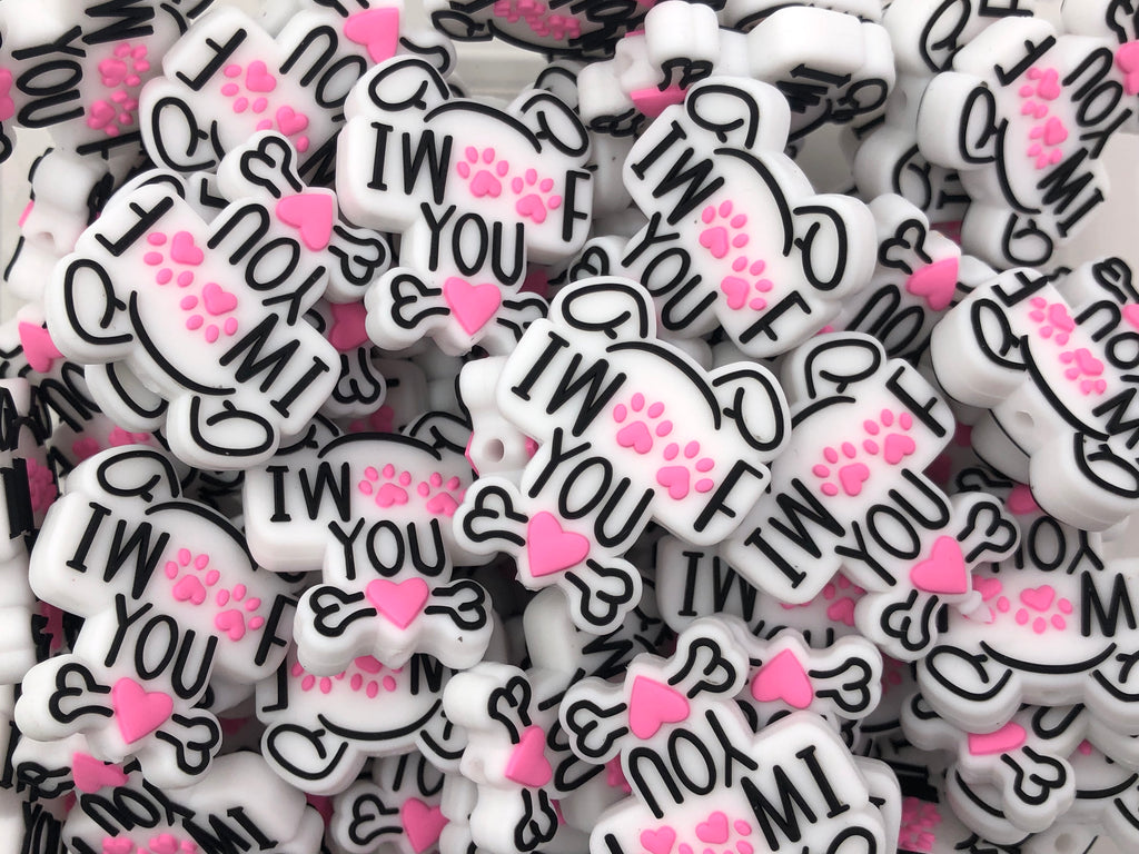 "I Woof You" Dog Silicone Focal Beads