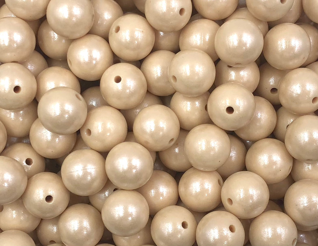 15mm Beige Opal Silicone Beads