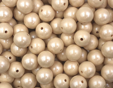 15mm Beige Opal Silicone Beads