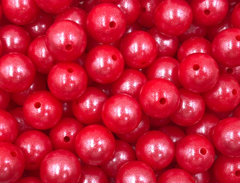 15mm Strawberry Red Opal Silicone Beads