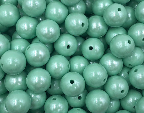 15mm Mint Green Opal Silicone Beads