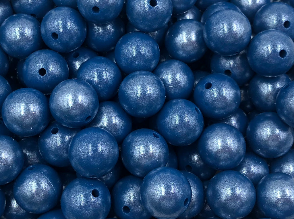 15mm Sapphire Blue Opal Silicone Beads