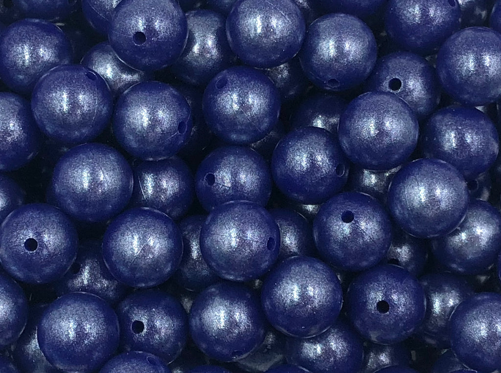 15mm Navy Blue Opal Silicone Beads