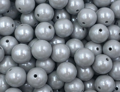 15mm Light Gray Opal Silicone Beads