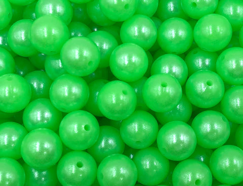 15mm Neon Green Opal Silicone Beads