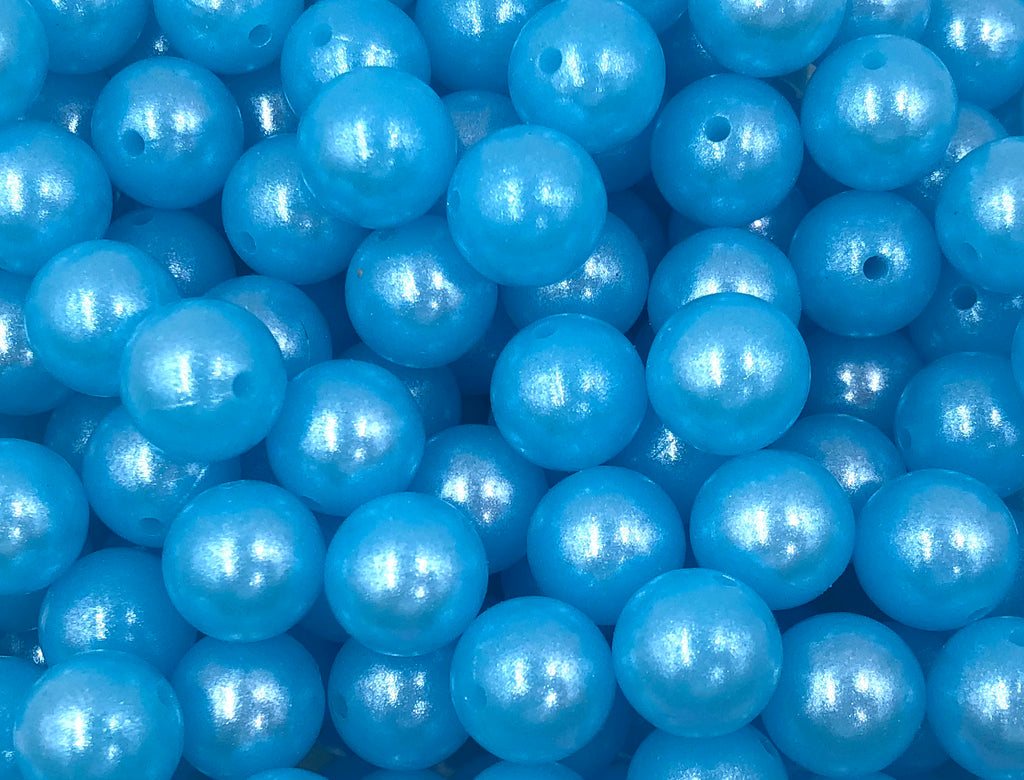 15mm Neon Blue Opal Silicone Beads