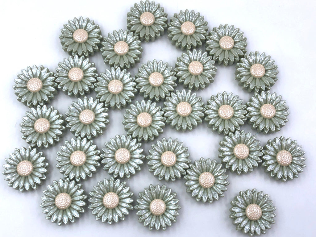 22mm Sage OPAL Daisy Beads