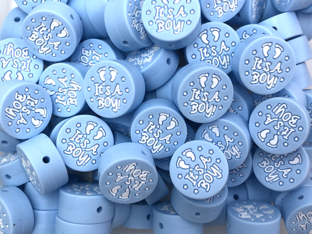 It's a Boy! Silicone Focal Beads--Baby Blue