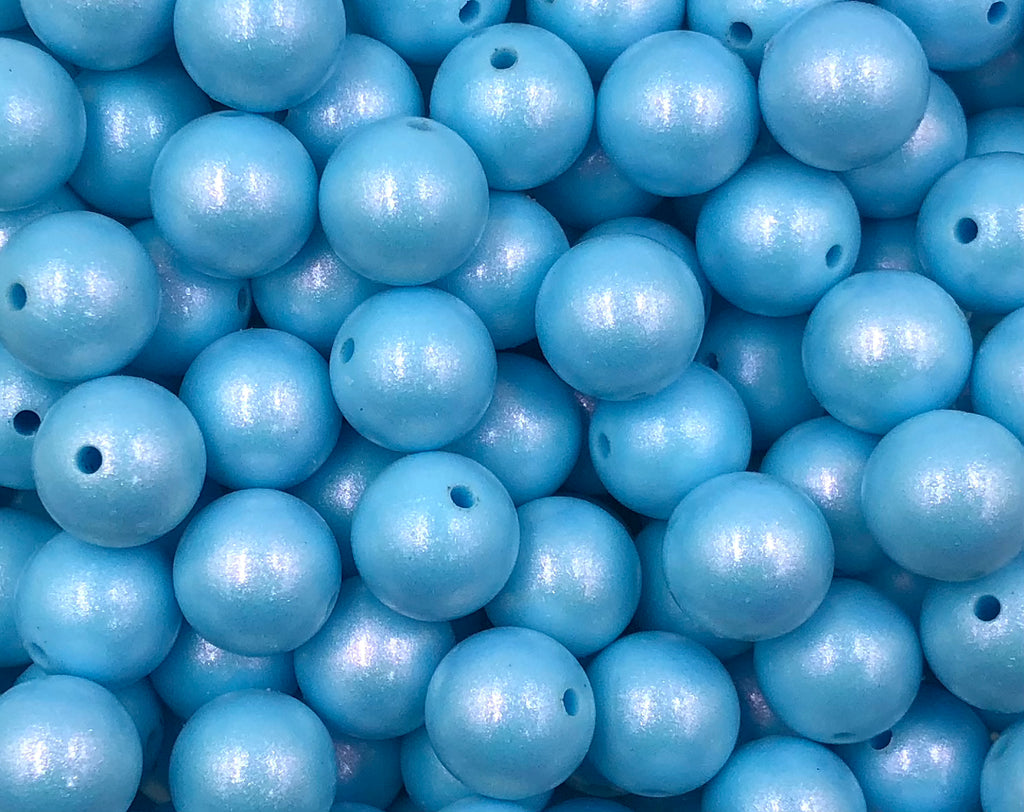 15mm Light Blue Opal Silicone Beads