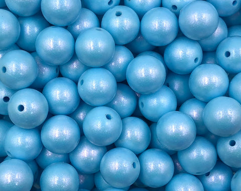 15mm Light Blue Opal Silicone Beads