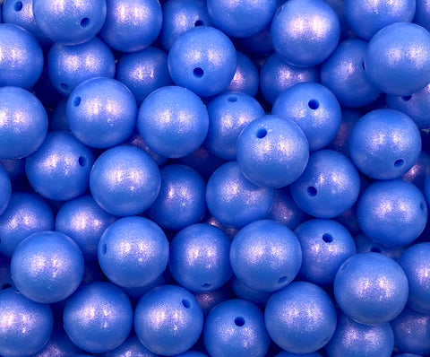15mm Electric Blue Opal Silicone Beads