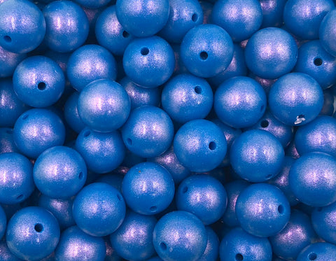 15mm Deep Sky Blue Opal Silicone Beads