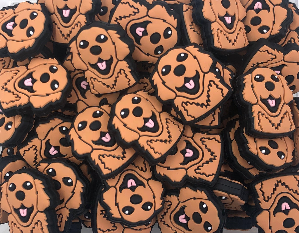 Golden Retriever Dog Silicone Focal Beads