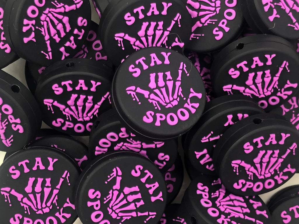Stay Spooky Silicone Focal Beads--Purple