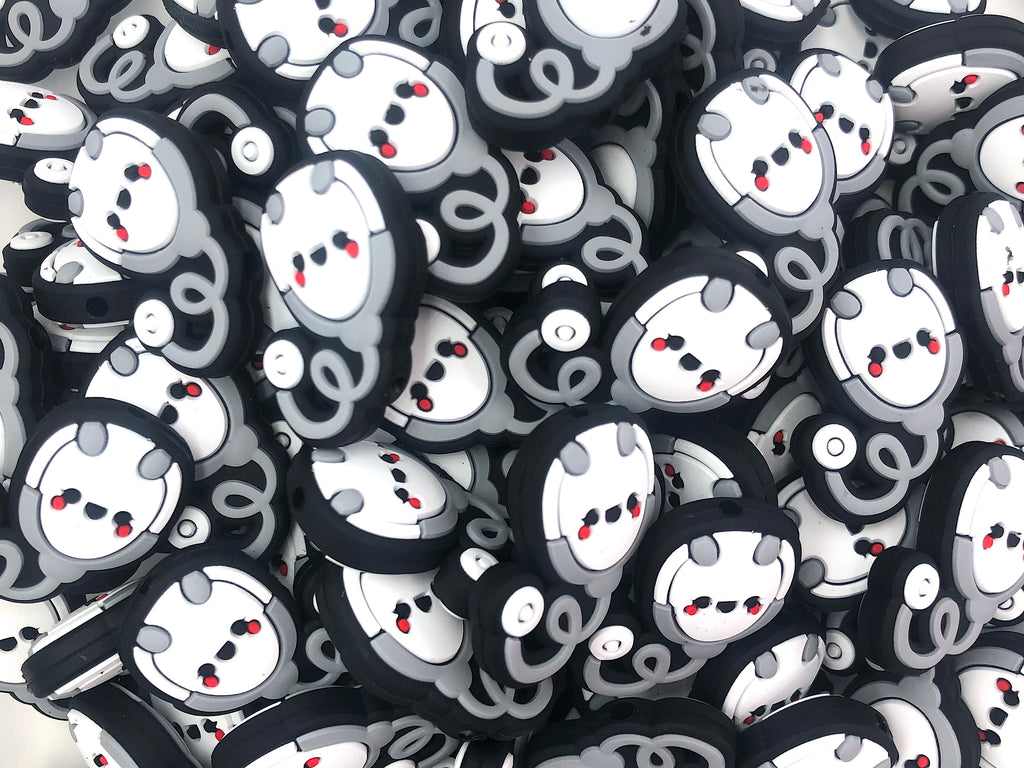 Happy Stethoscope Silicone Focal Beads--Gray