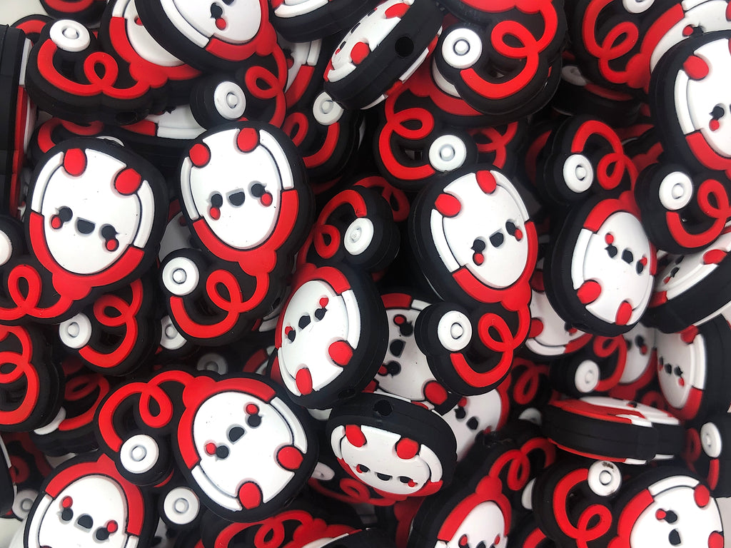 Happy Stethoscope Silicone Focal Beads--Red