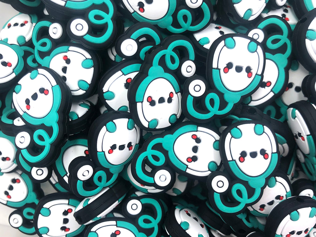 Happy Stethoscope Silicone Focal Beads--Turquoise