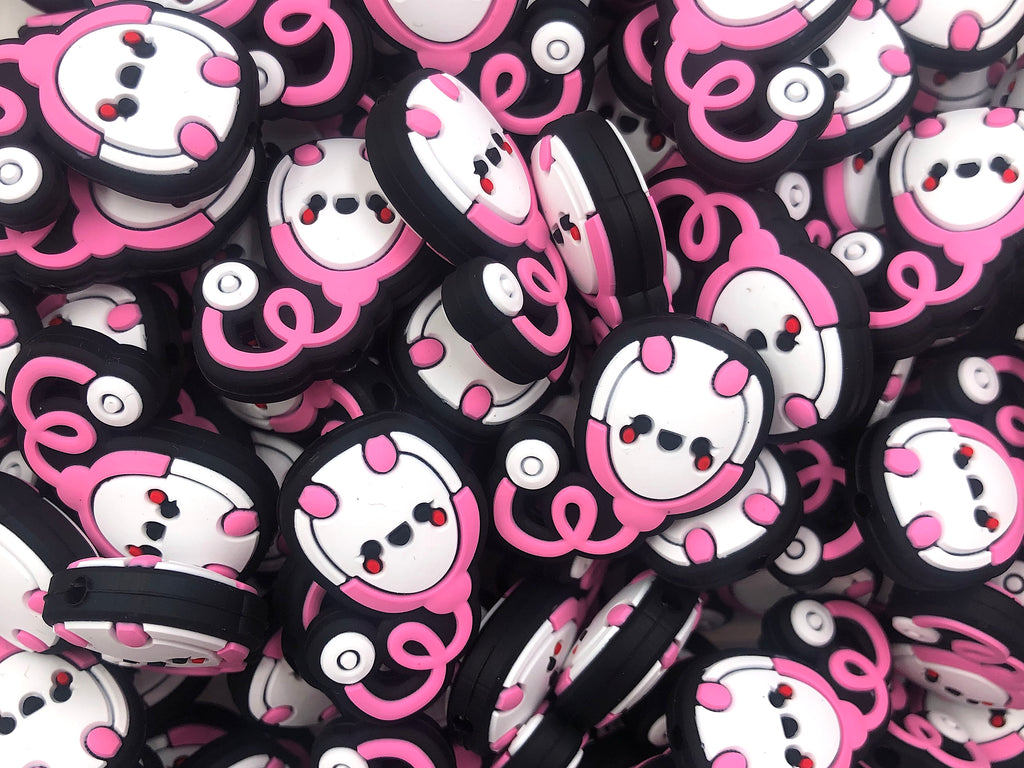 Happy Stethoscope Silicone Focal Beads--Pink