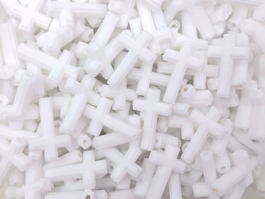 White Cross Silicone Focal Beads