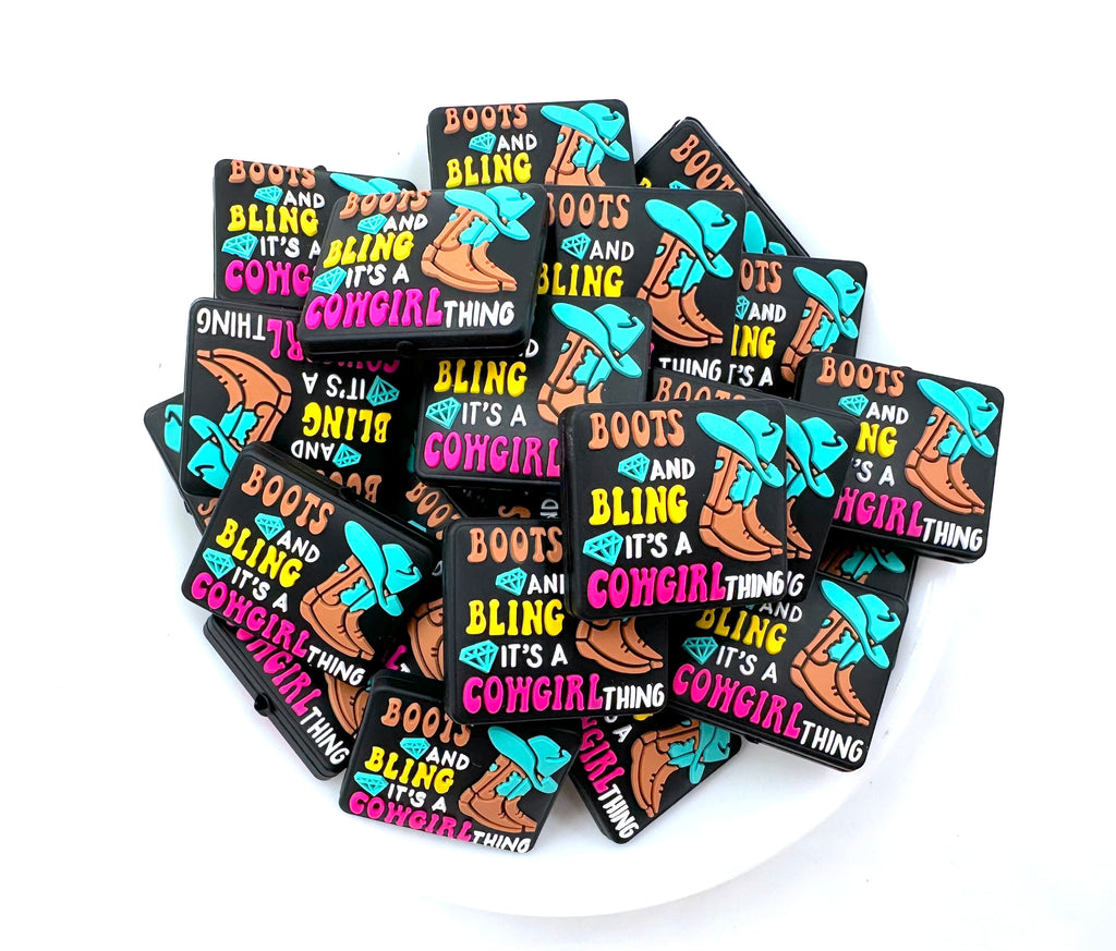 Boots and Bling It's A Cowgirl Thing Silicone Focal Beads