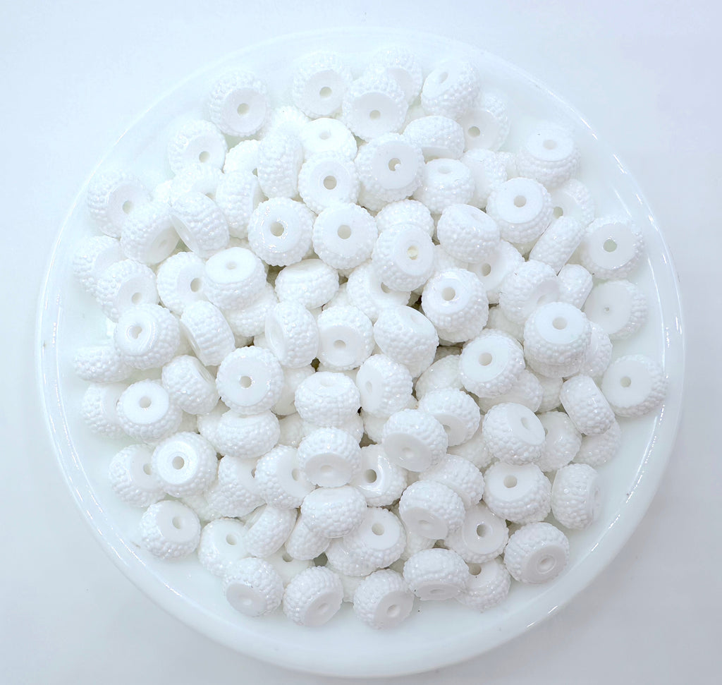 12mm White Abacus Acrylic Spacer Beads