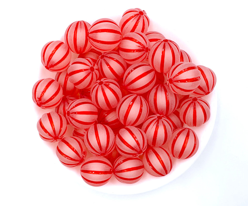 20mm Peppermint Striped Chunky Beads