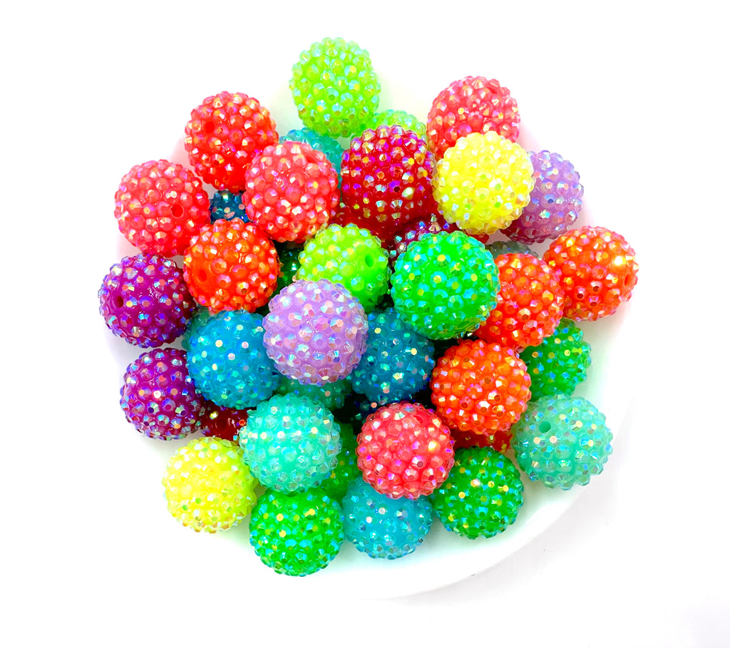 20mm Mixed Colors AB Neon Rhinestone Chunky Beads