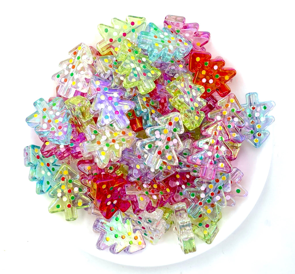 26mm Transparent Christmas Tree Acrylic Chunky Beads