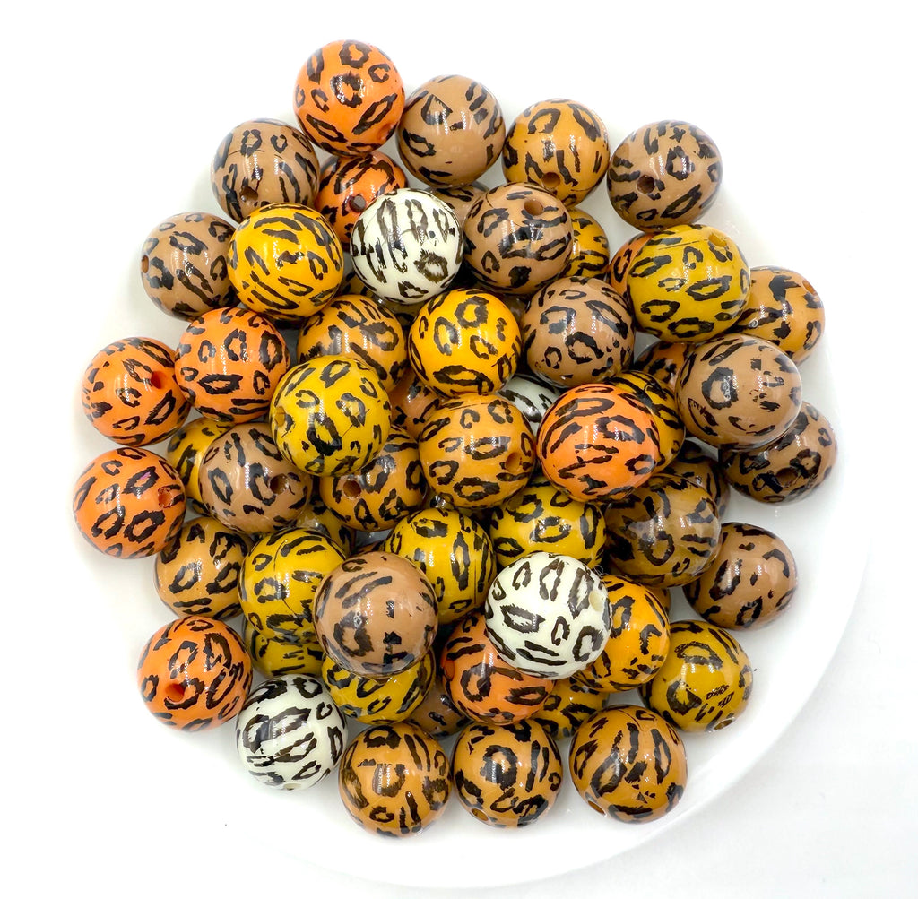 16mm Shades of Brown Leopard Beads