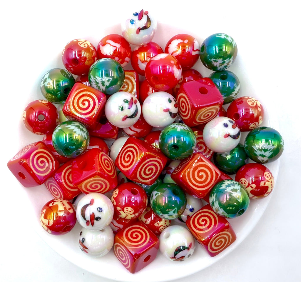 16mm Christmas AB Iridescent Chunky Beads