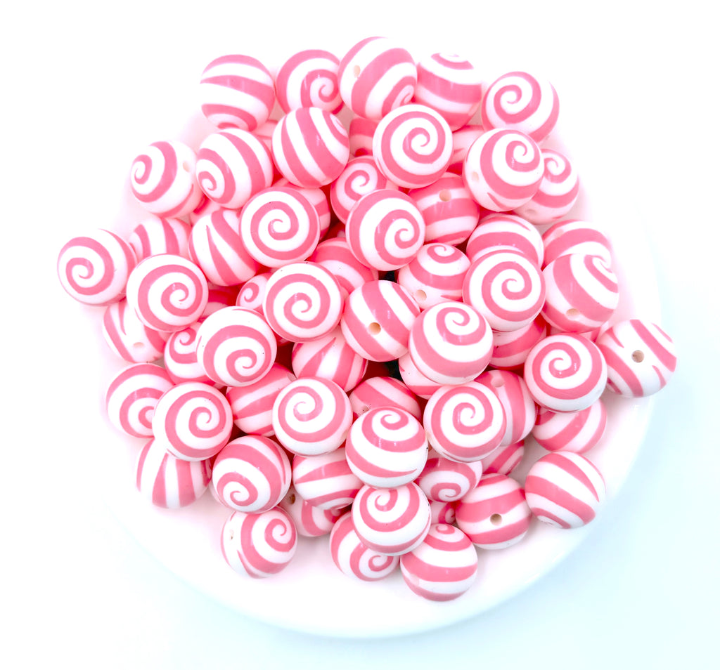 15mm Swirl Silicone Beads--Pink