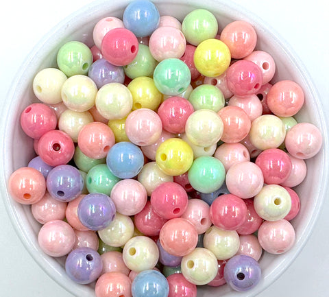 12mm Mixed Pastel AB Solid Acrylic Beads
