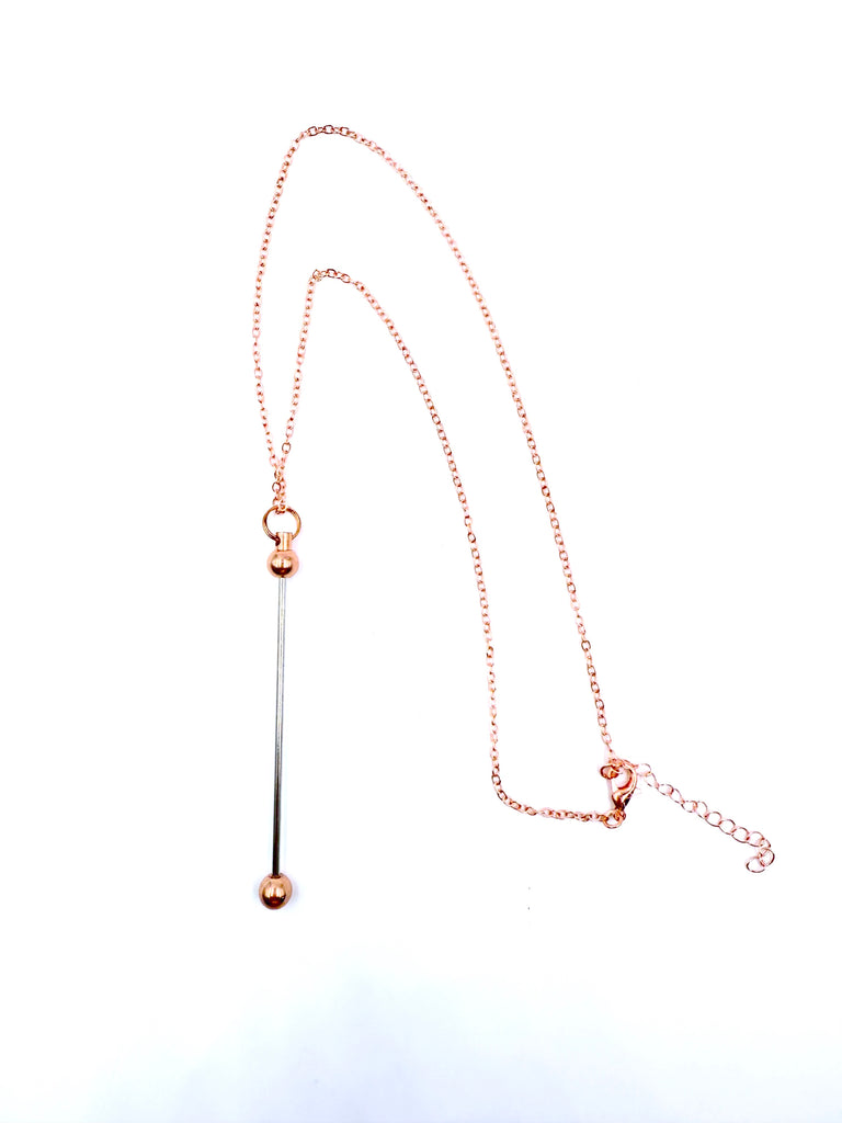 Rose Gold Beadable Necklace Bar with Chain