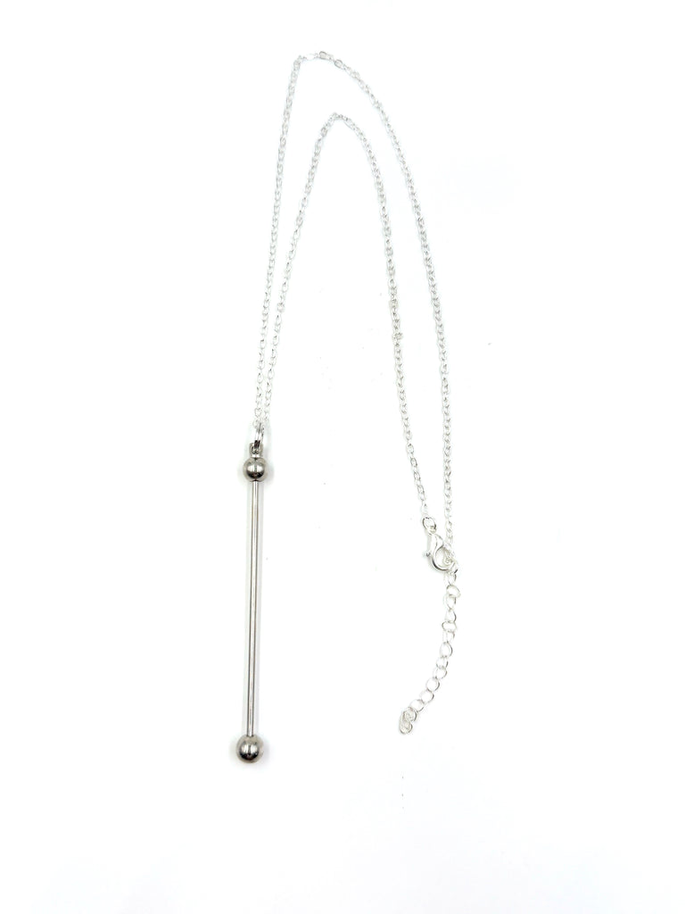 Silver Beadable Necklace Bar with Chain